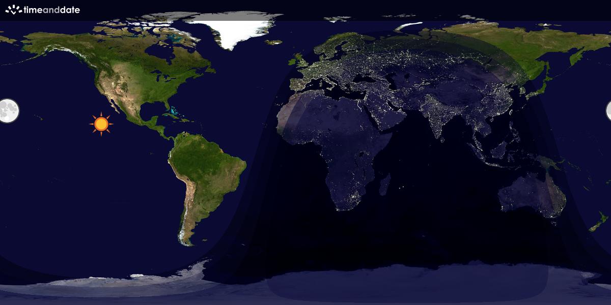 Verdenskart som viser dag og natt 