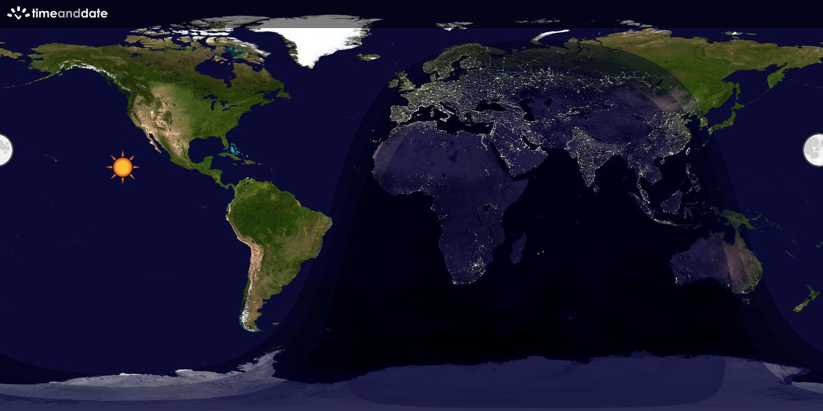 Verdenskart som viser dag og natt 