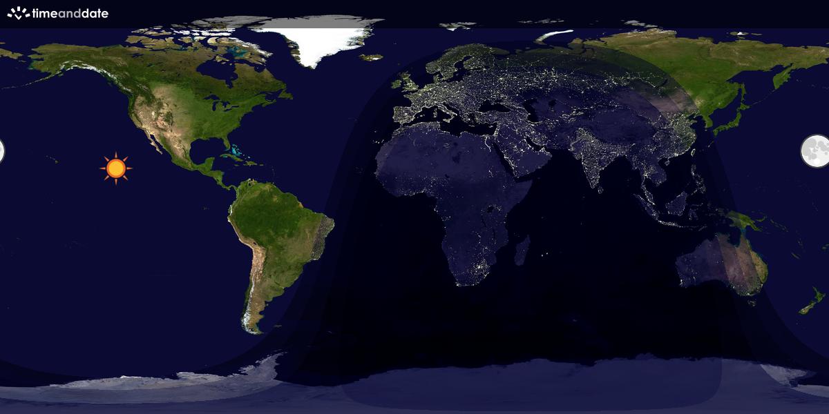 Verdenskart som viser dag og natt 