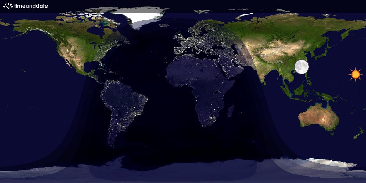 Verdenskart som viser dag og natt 