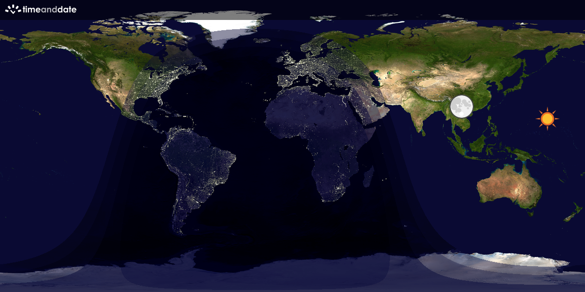 Verdenskart som viser dag og natt 