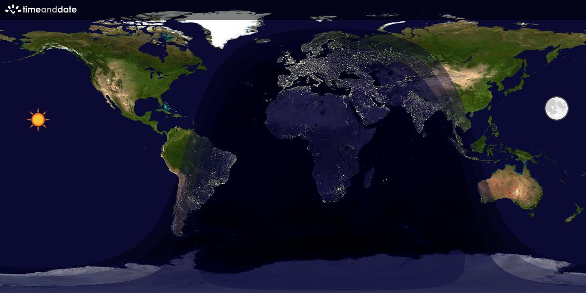 Verdenskart som viser dag og natt 