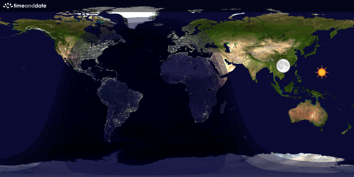 Verdenskart som viser dag og natt 