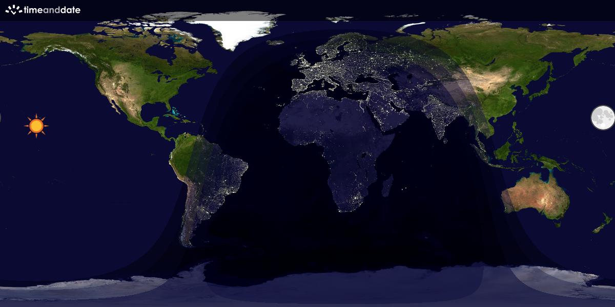 Verdenskart som viser dag og natt 