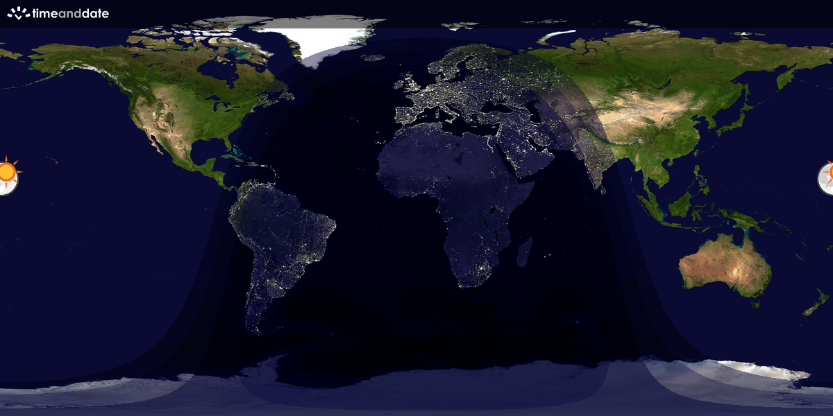 Verdenskart som viser dag og natt 