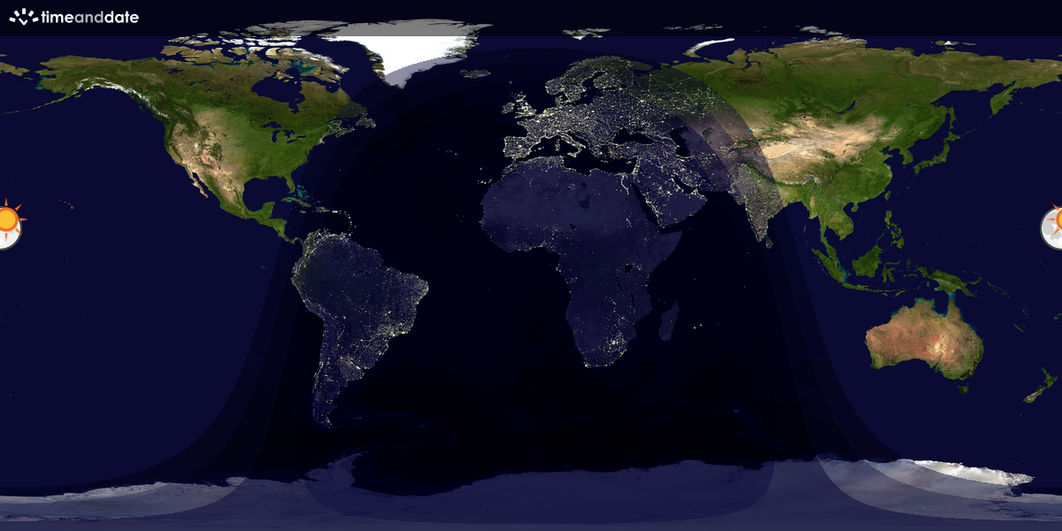 Verdenskart som viser dag og natt 