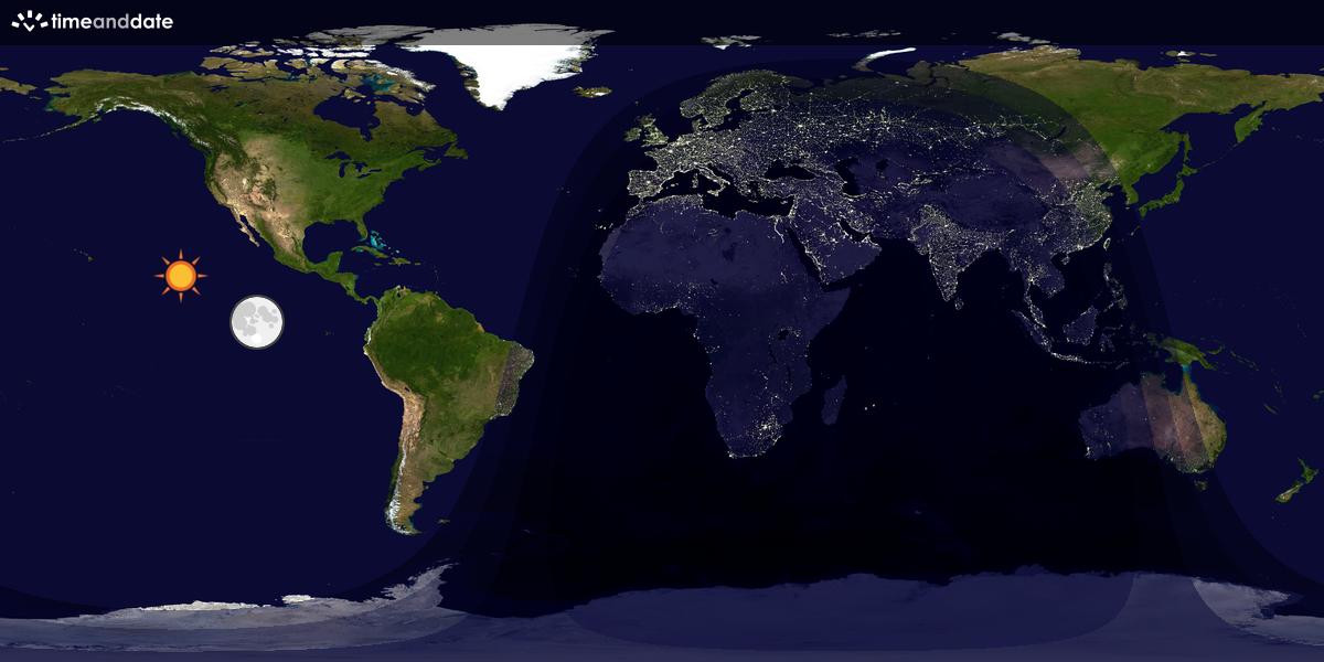 Verdenskart som viser dag og natt 