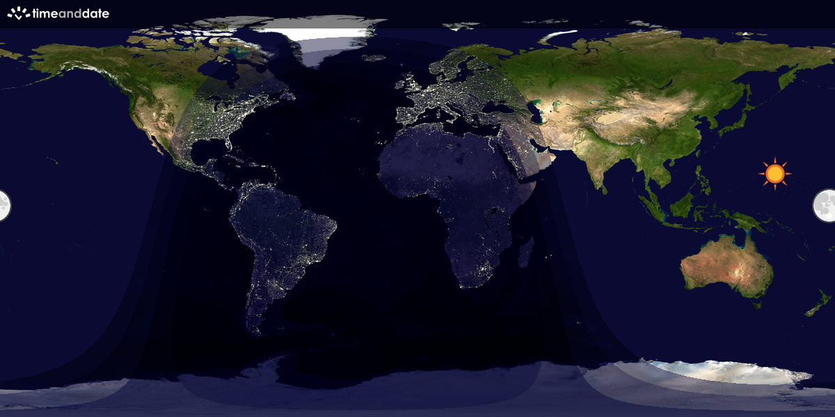 Verdenskart som viser dag og natt 