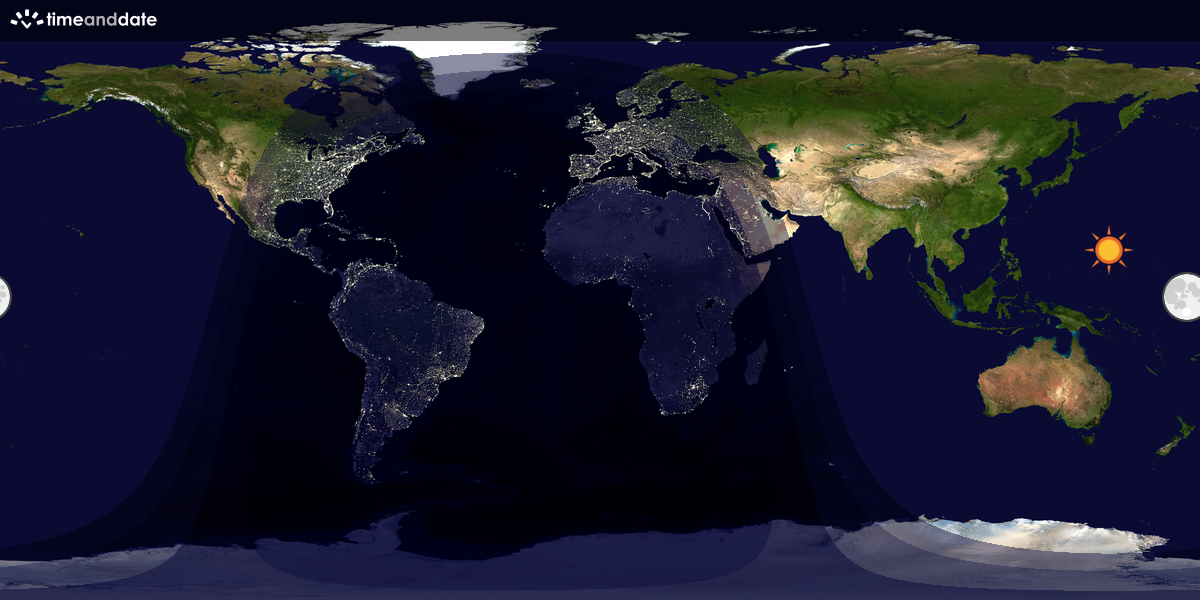 Verdenskart som viser dag og natt 