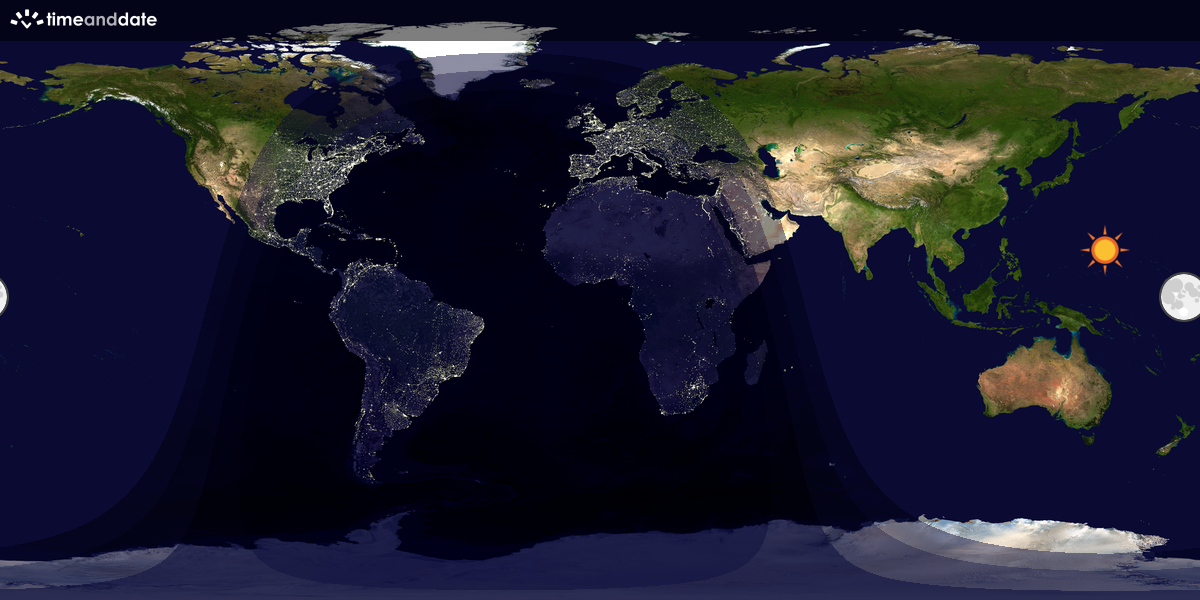 Verdenskart som viser dag og natt 