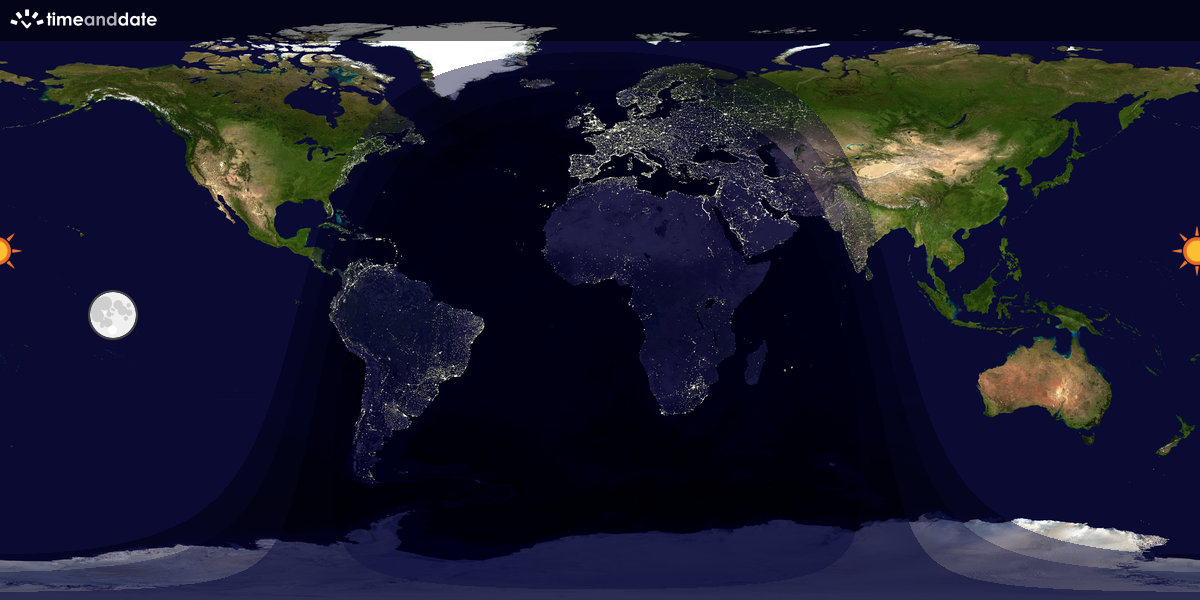 Verdenskart som viser dag og natt 