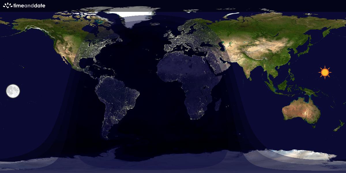 Verdenskart som viser dag og natt 