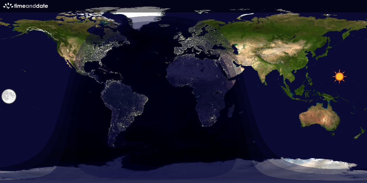 Verdenskart som viser dag og natt 