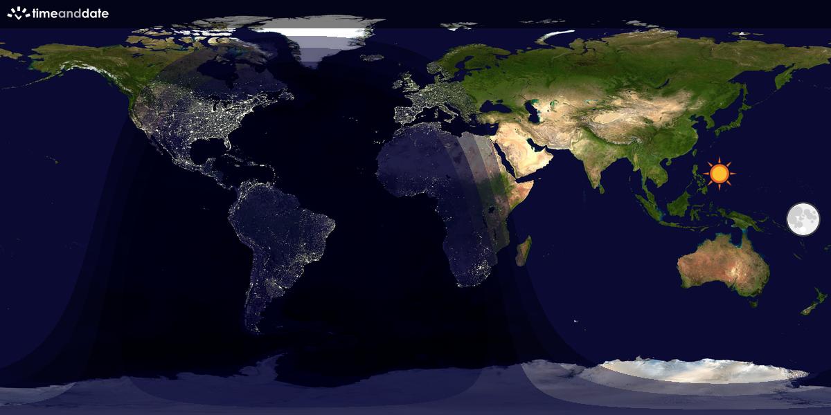 Verdenskart som viser dag og natt 