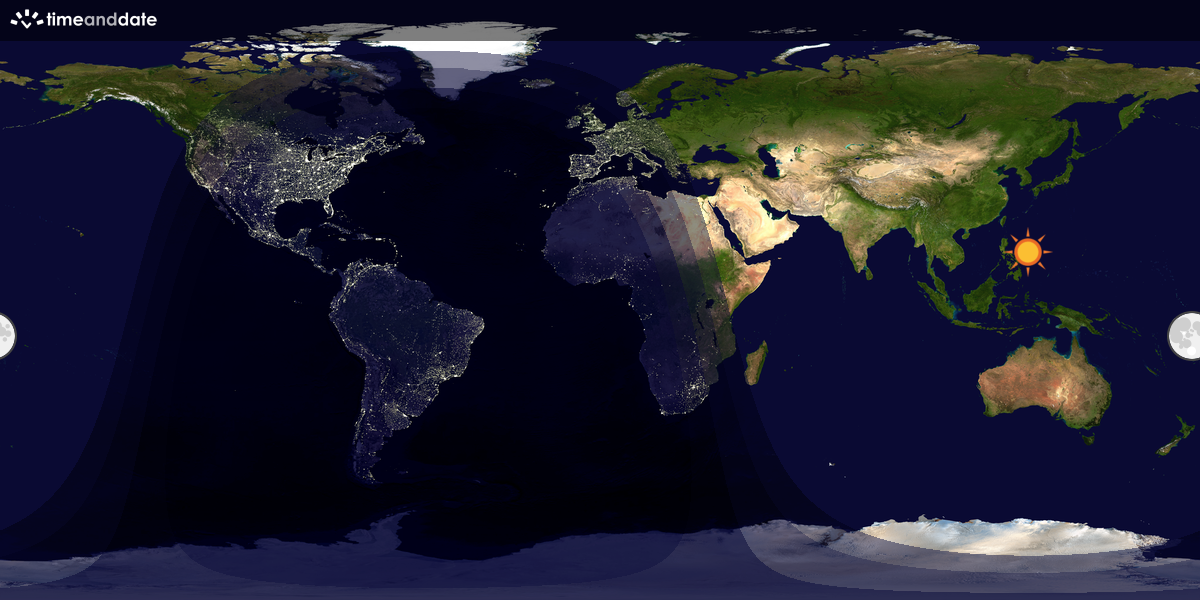 Verdenskart som viser dag og natt 
