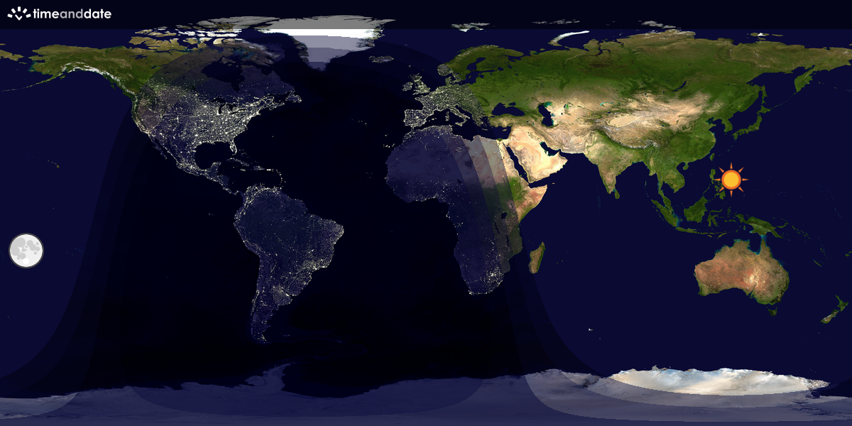 Verdenskart som viser dag og natt 