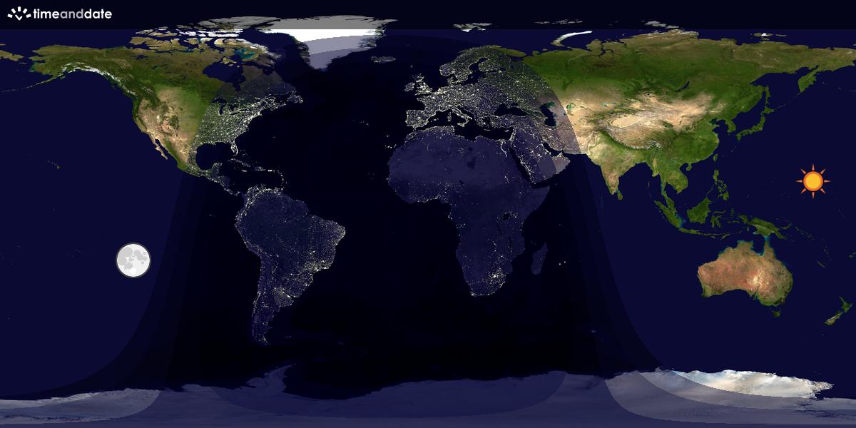 Verdenskart som viser dag og natt 