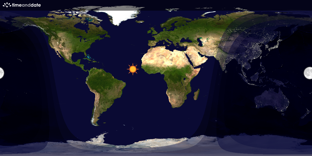 Verdenskart som viser dag og natt 