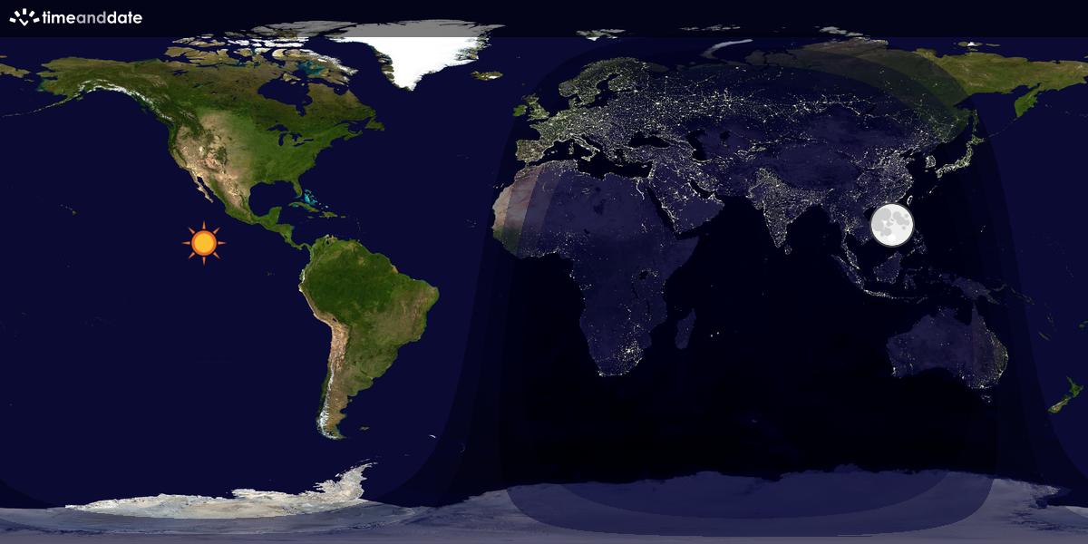 Verdenskart som viser dag og natt 