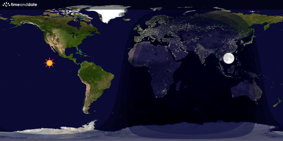 Verdenskart som viser dag og natt 