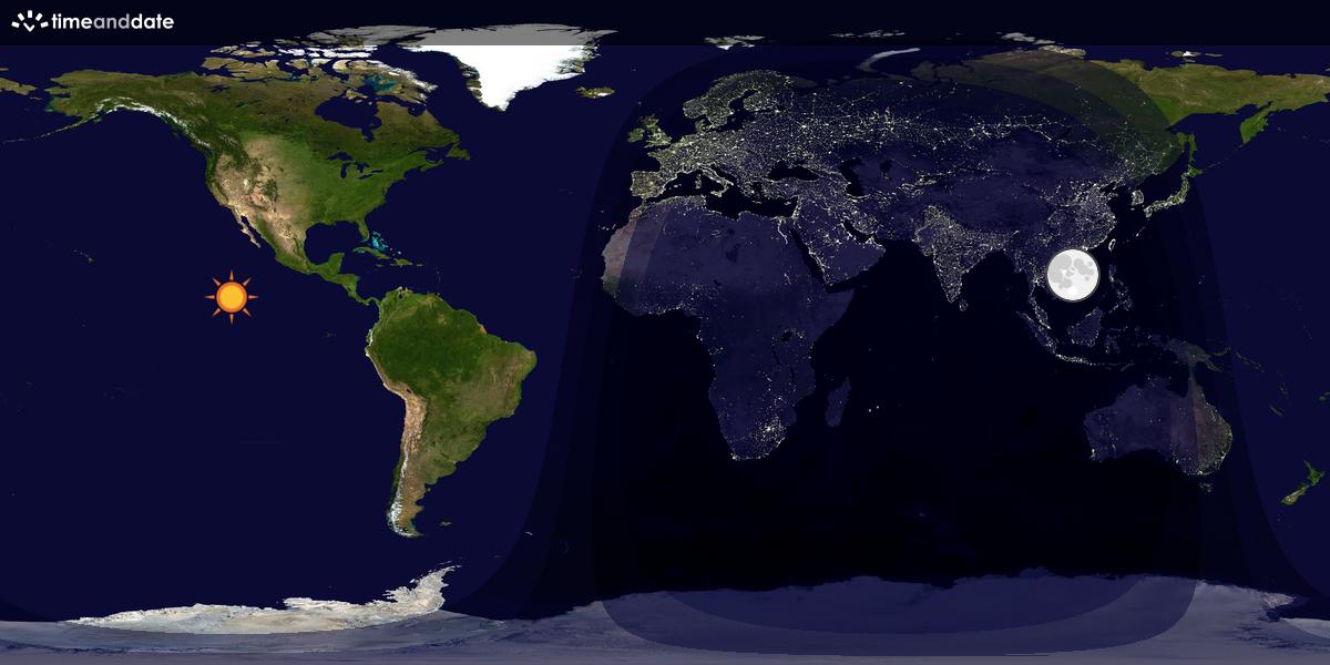 Verdenskart som viser dag og natt 