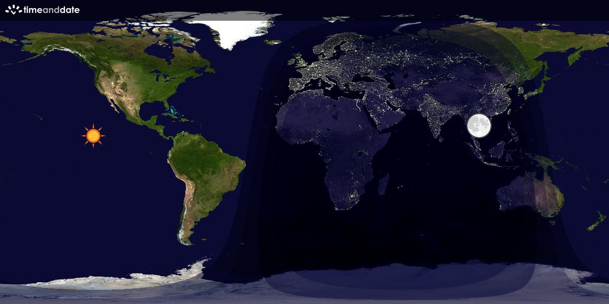 Verdenskart som viser dag og natt 