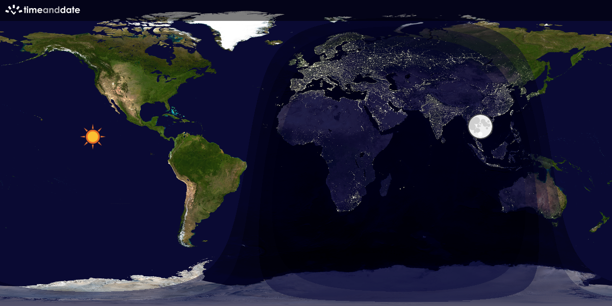 Verdenskart som viser dag og natt 