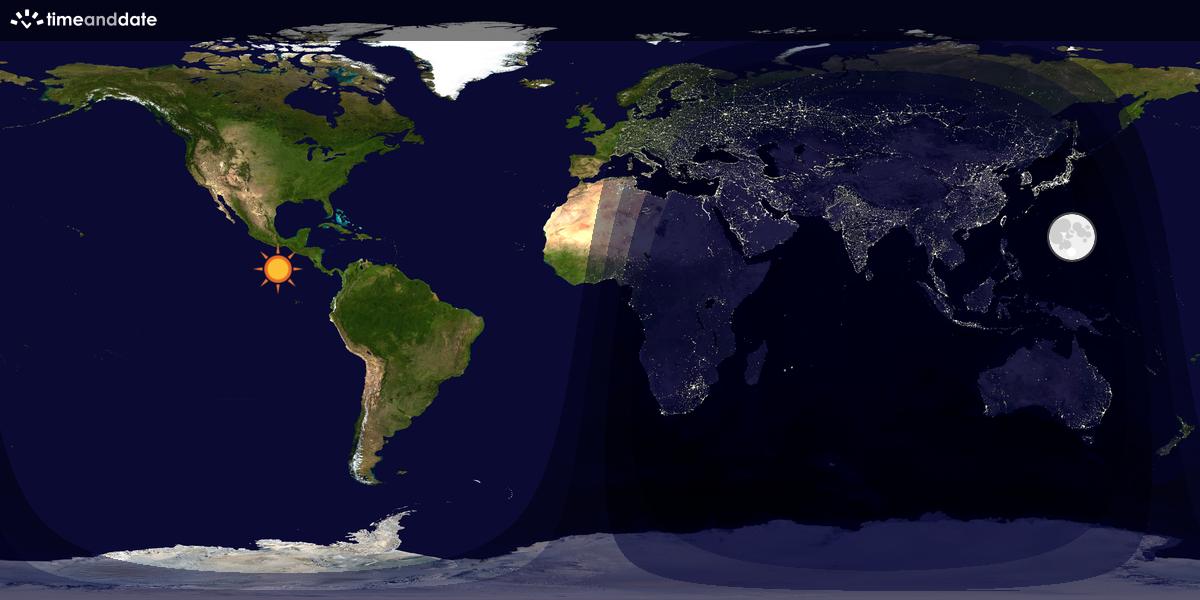 Verdenskart som viser dag og natt 