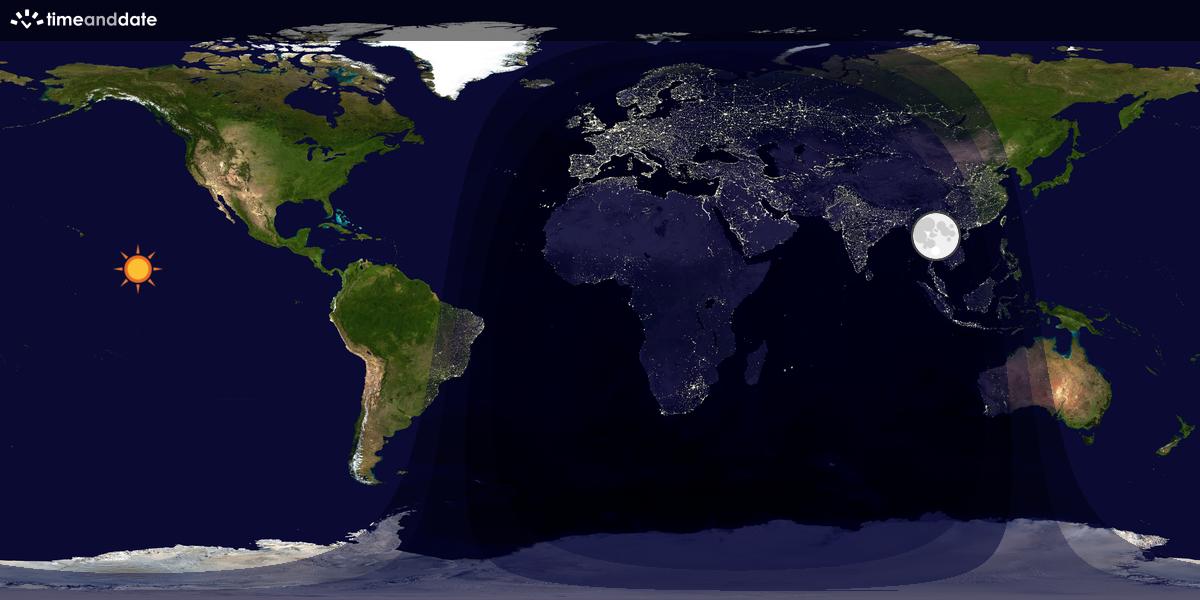 Verdenskart som viser dag og natt 