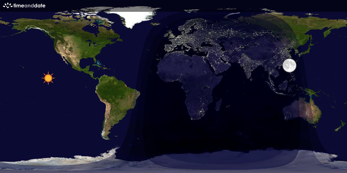 Verdenskart som viser dag og natt 