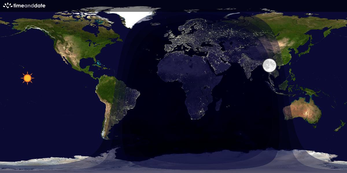 Verdenskart som viser dag og natt 