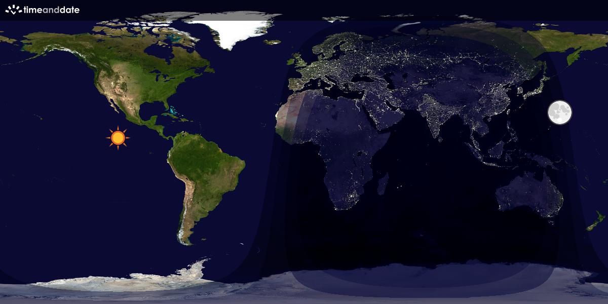 Verdenskart som viser dag og natt 