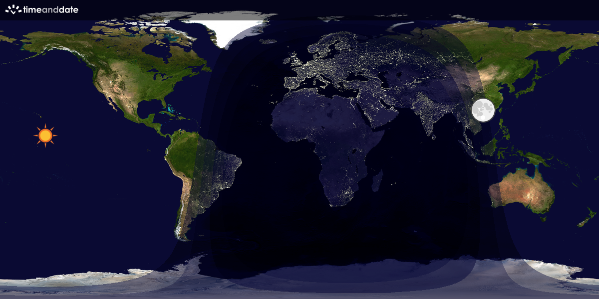 Verdenskart som viser dag og natt 