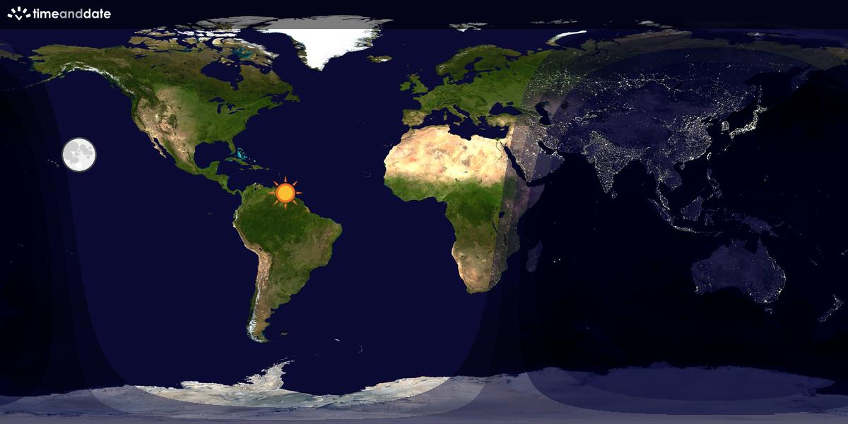 Verdenskart som viser dag og natt 