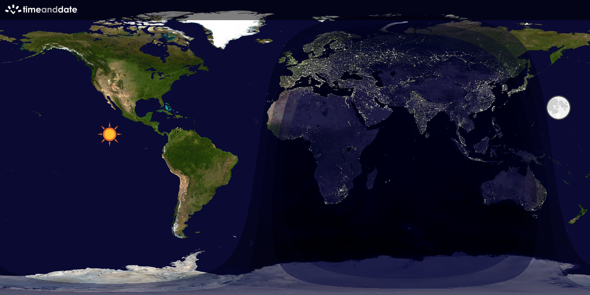 Verdenskart som viser dag og natt 