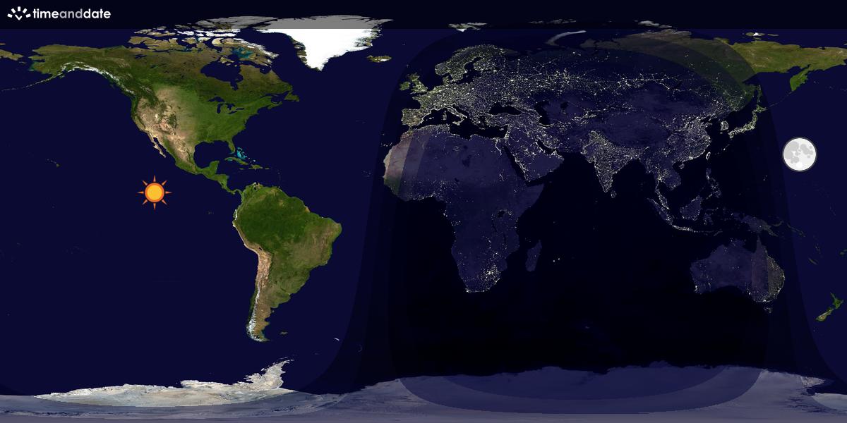 Verdenskart som viser dag og natt 