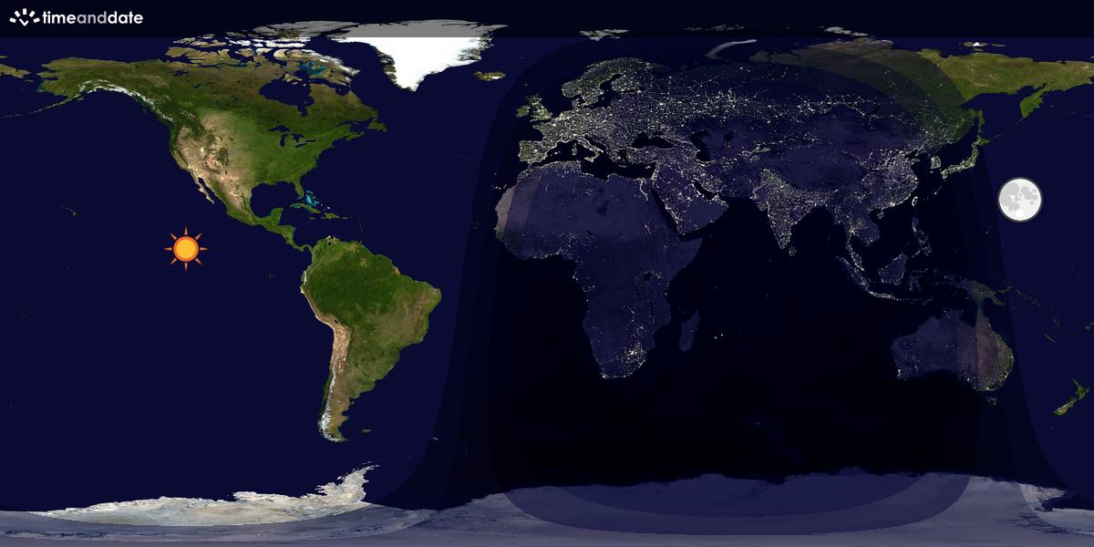 Verdenskart som viser dag og natt 