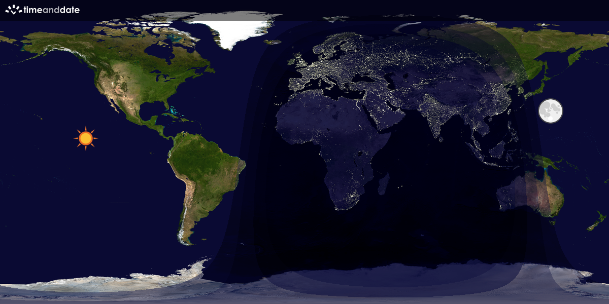 Verdenskart som viser dag og natt 