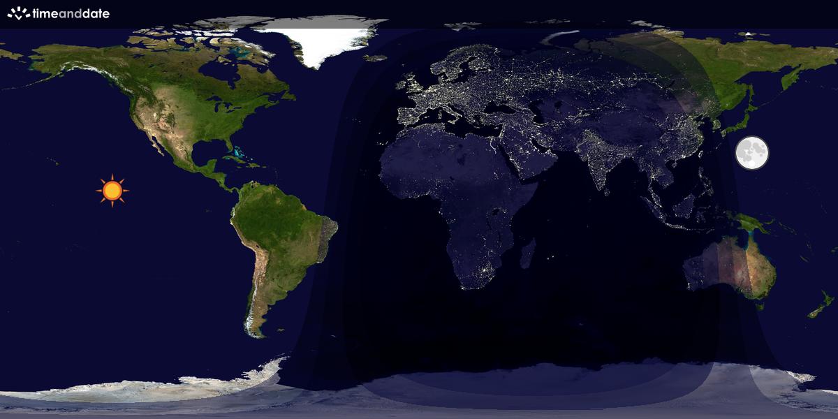 Verdenskart som viser dag og natt 