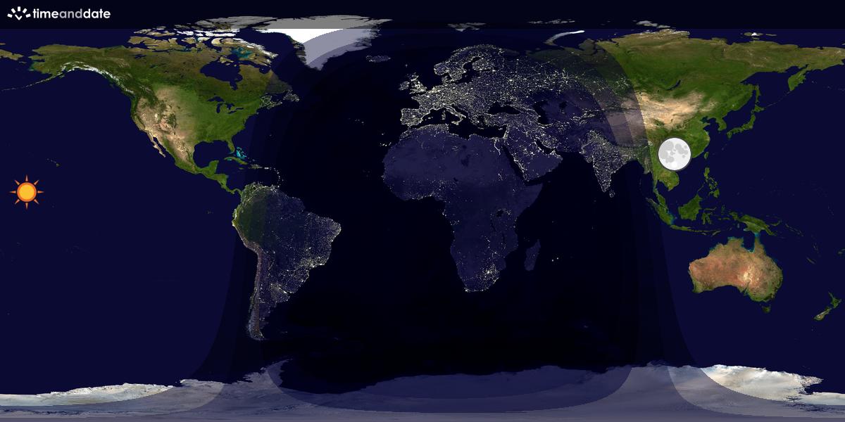 Verdenskart som viser dag og natt 