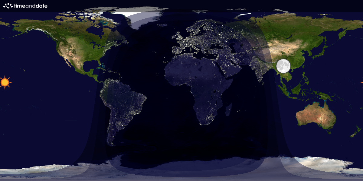 Verdenskart som viser dag og natt 