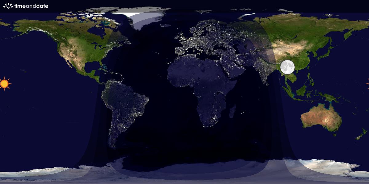 Verdenskart som viser dag og natt 