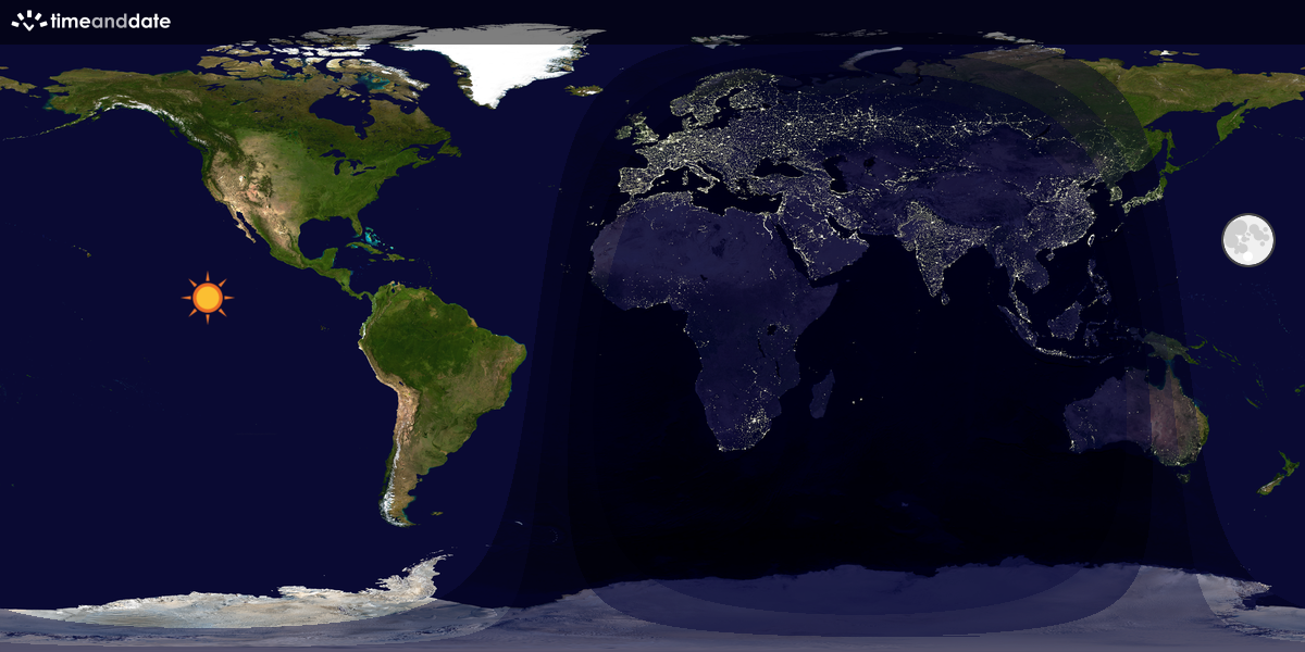 Verdenskart som viser dag og natt 