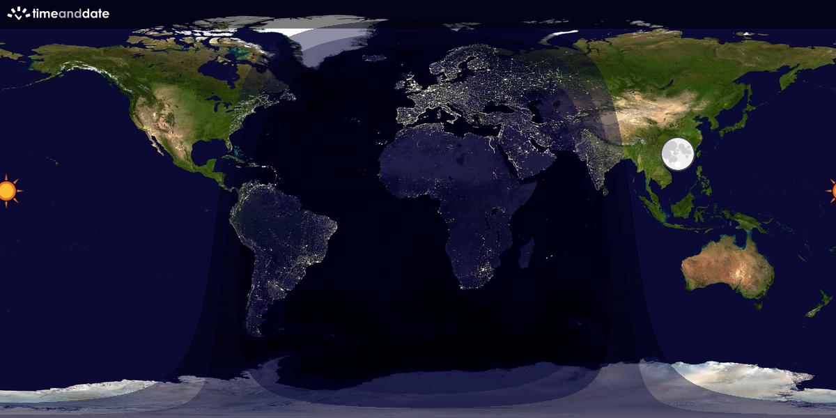 Verdenskart som viser dag og natt 