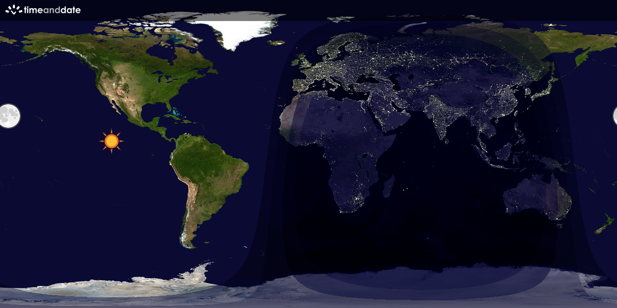 Verdenskart som viser dag og natt 