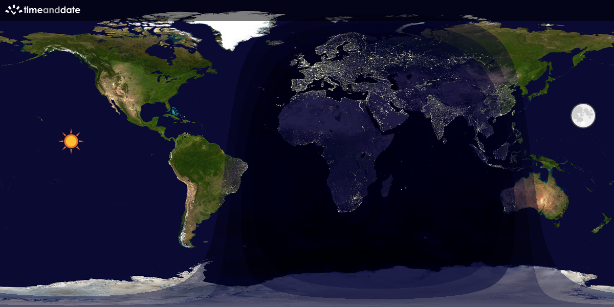 Verdenskart som viser dag og natt 