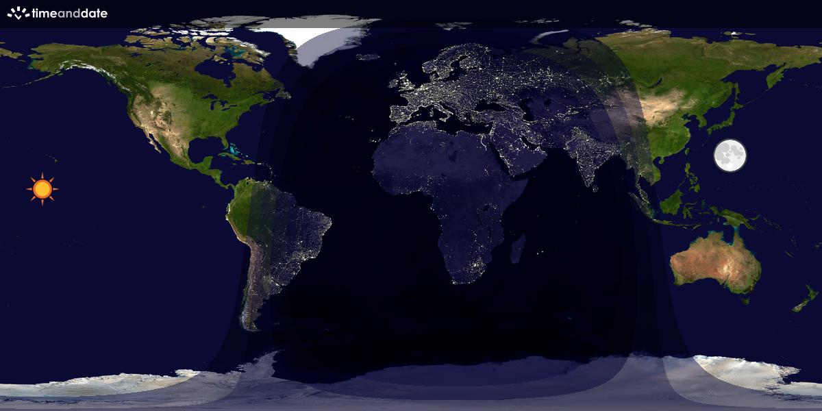 Verdenskart som viser dag og natt 