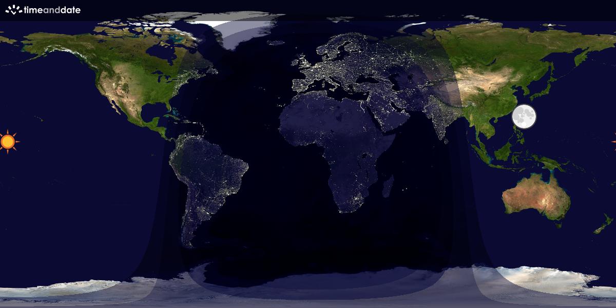 Verdenskart som viser dag og natt 