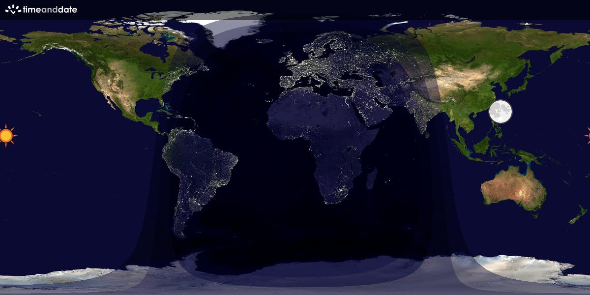 Verdenskart som viser dag og natt 