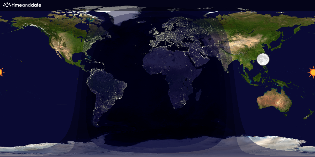 Verdenskart som viser dag og natt 